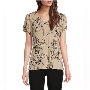 Calvin Klein petite size Matte Knit Jersey short flutter sleeve